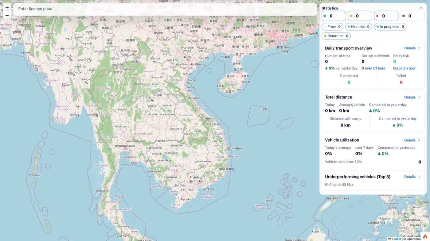 Real screenshot from DeliTMS — route tracking map